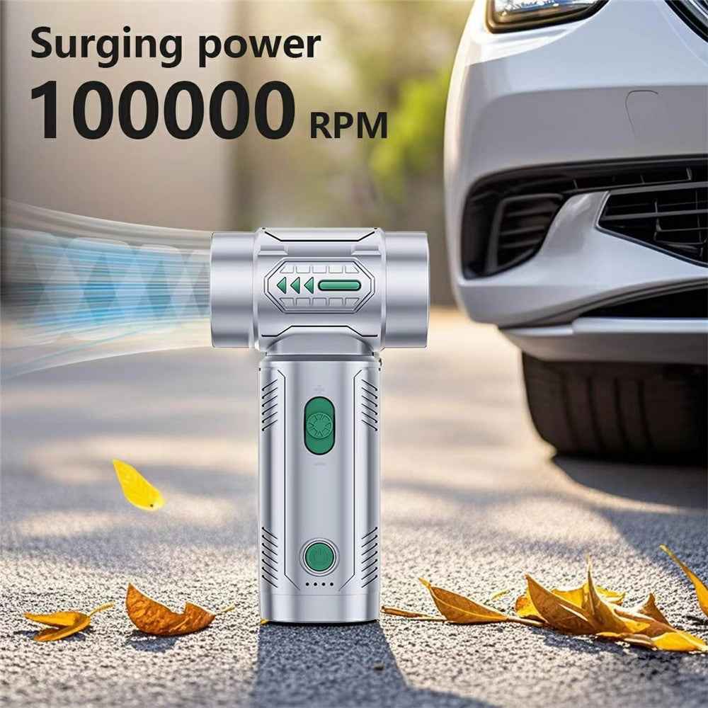 2 in 1 Car Wireless Handheld Turbofan 3 Gears Adjustable 4500Pa 100000 RPM High Speed Vacuum Blower - Silver