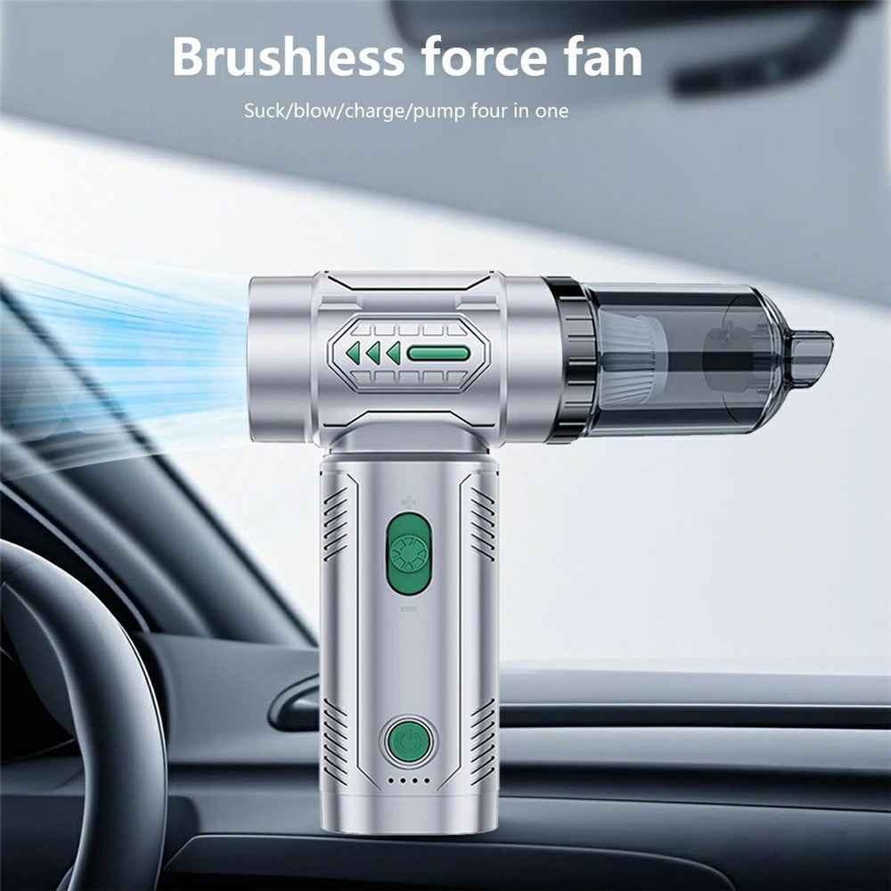 2 in 1 Car Wireless Handheld Turbofan 3 Gears Adjustable 4500Pa 100000 RPM High Speed Vacuum Blower - Silver
