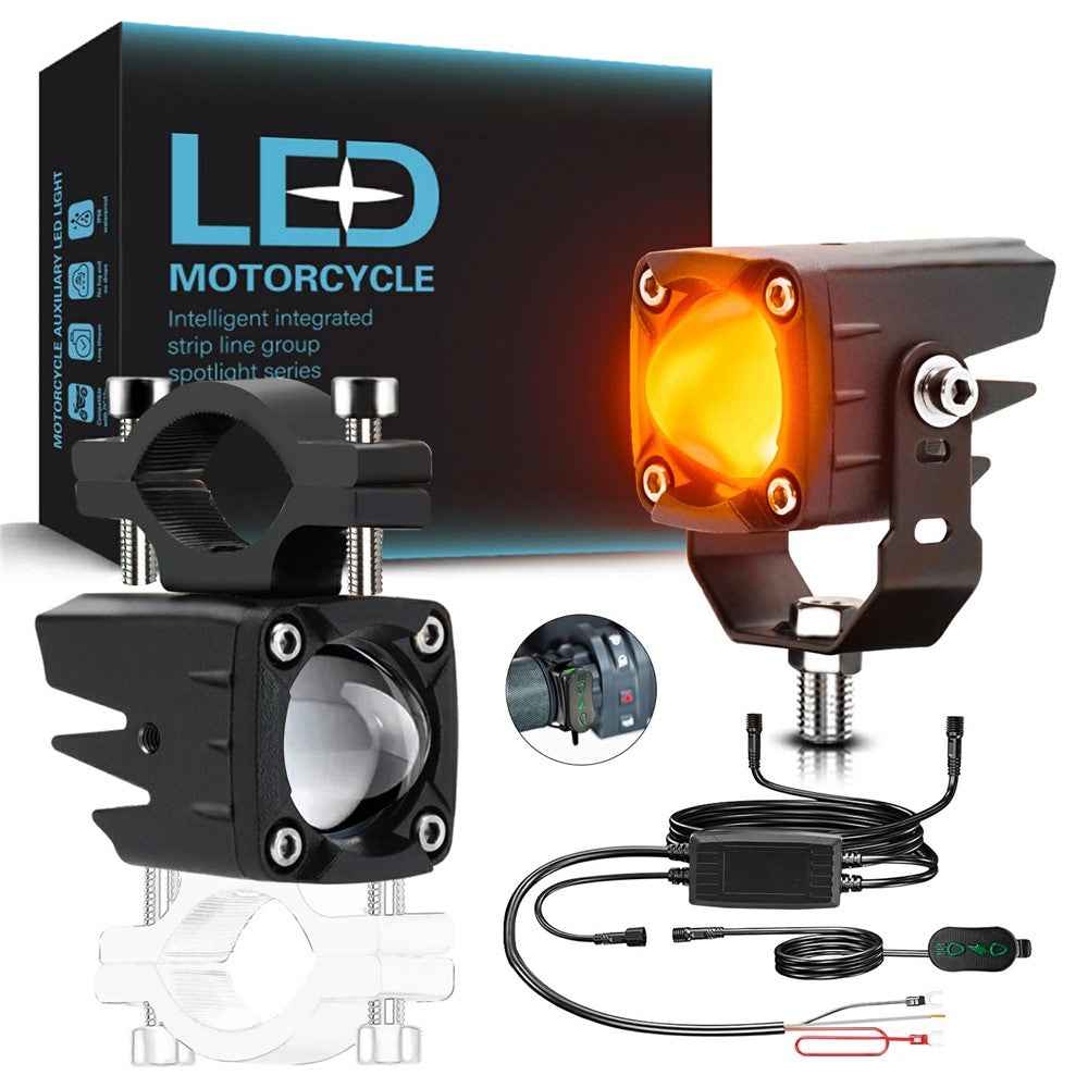 M1 Plus 2Pcs For Motorcycle LED Spotlight IP68 Waterproof Electric Vehicle Auxiliary Headlight Devil Eye Lamp