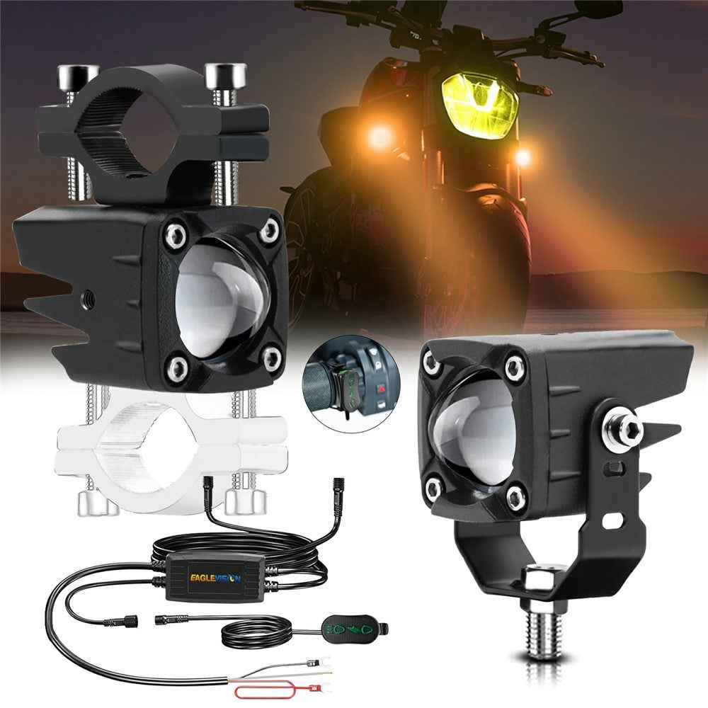 M1 Plus 2Pcs For Motorcycle LED Spotlight IP68 Waterproof Electric Vehicle Auxiliary Headlight Devil Eye Lamp