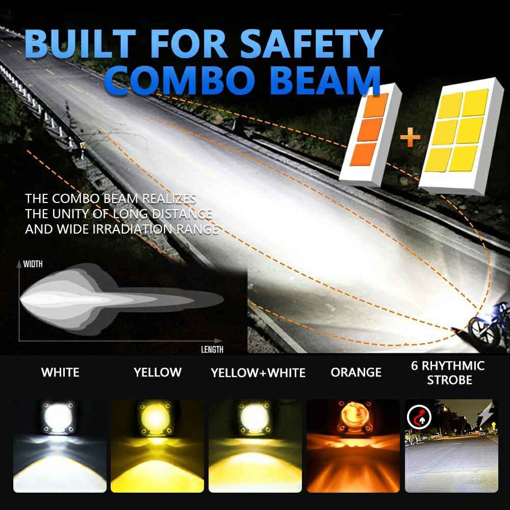 M1 Plus 2Pcs For Motorcycle LED Spotlight IP68 Waterproof Electric Vehicle Auxiliary Headlight Devil Eye Lamp