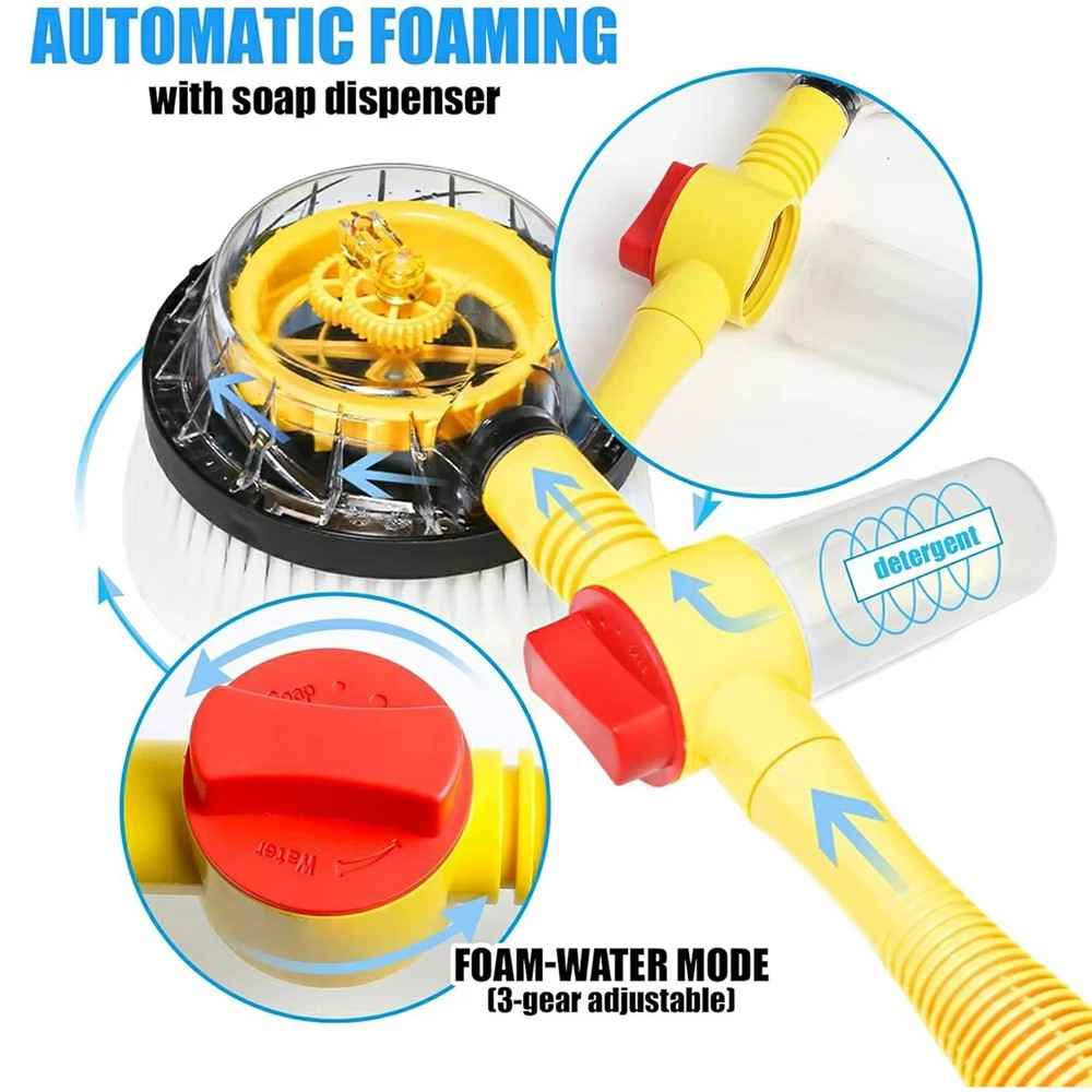 Soft Chenille Car Wash Brush Long Handle Rotary Mop Automatic Foam Cleaner High Pressure Washing Kit