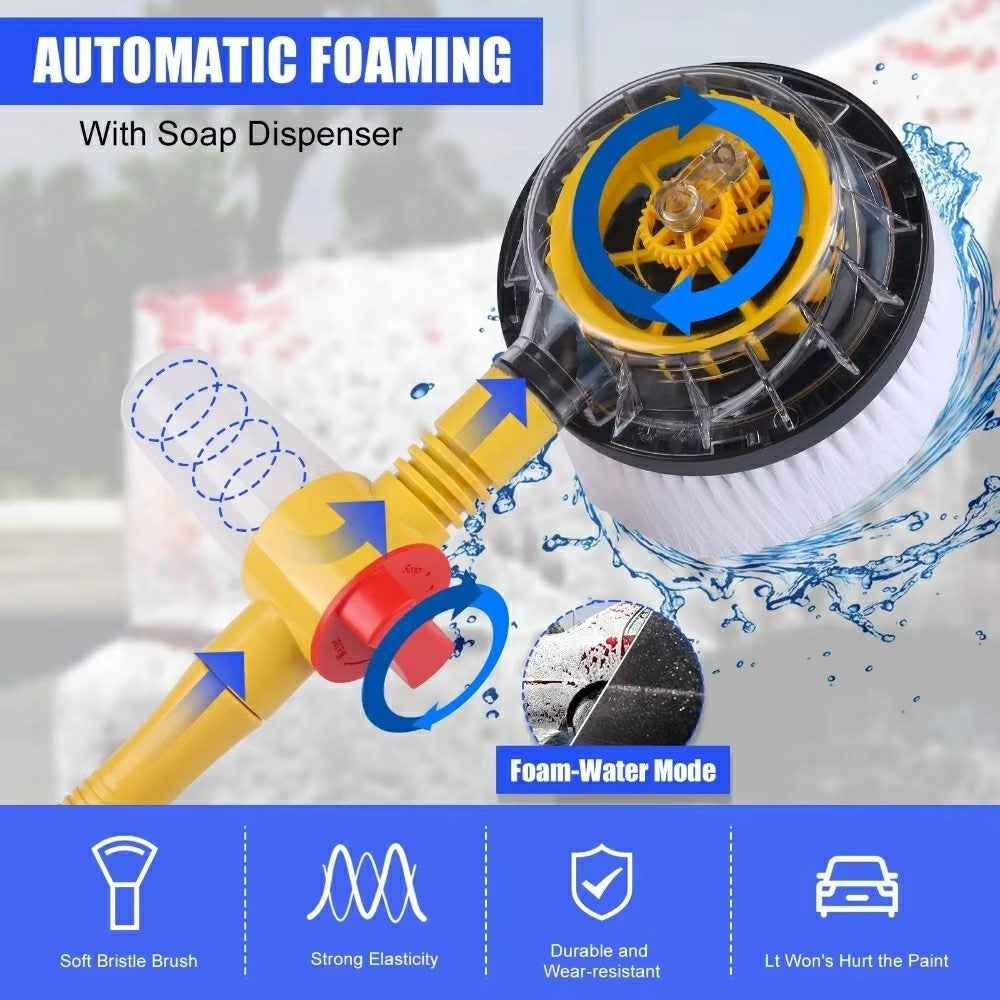 Portable Car Washing Kit with Multifunction Spray Head Soft Chenille Wash Brush Rotary Mop Automatic Foam Cleaner