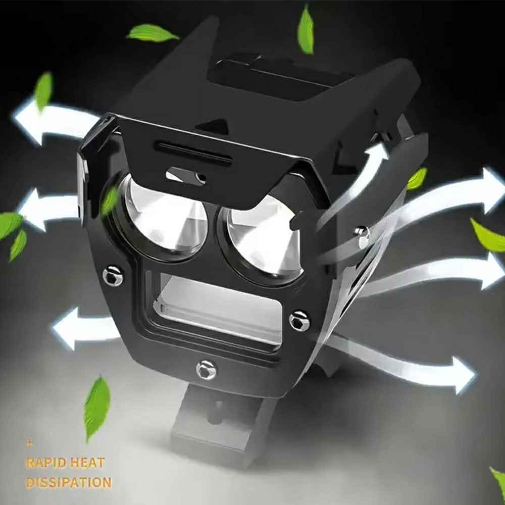 3800lm High Power Motorcycle Auxiliary Spotlight IP67 Waterproof Dual Color High Low Beam Headlight