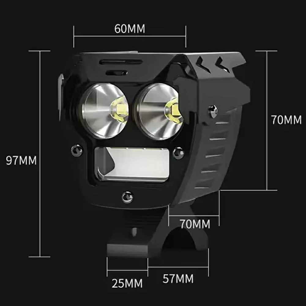 3800lm High Power Motorcycle Auxiliary Spotlight IP67 Waterproof Dual Color High Low Beam Headlight