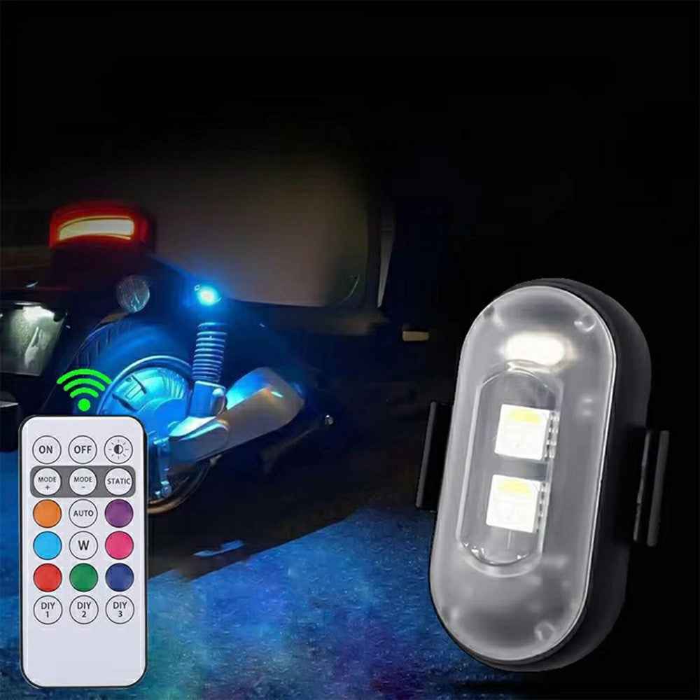 Magic Tape Fixing Remote Control Wireless LED Strobe Light for Car / Motorcycle / Drone 8 Colors 10 Modes Warning Lamp