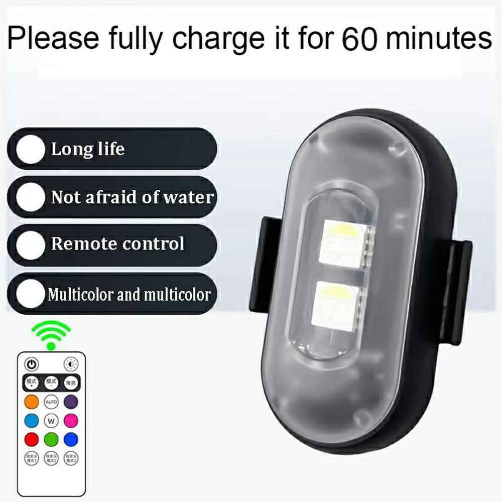 Magic Tape Fixing Remote Control Wireless LED Strobe Light for Car / Motorcycle / Drone 8 Colors 10 Modes Warning Lamp