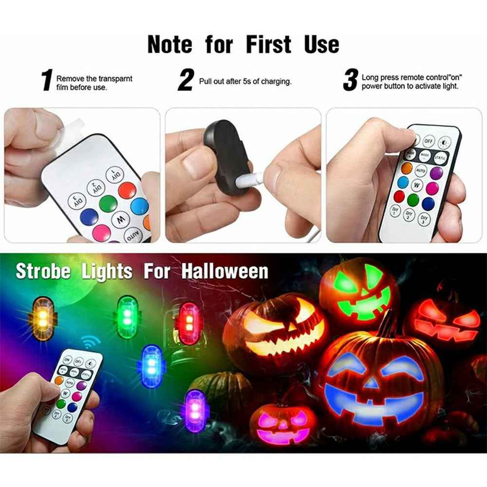 Magnetic Fixation Remote Control Wireless LED Strobe Light for Car / Motorcycle / Drone 8 Colors 10 Modes Warning Lamp