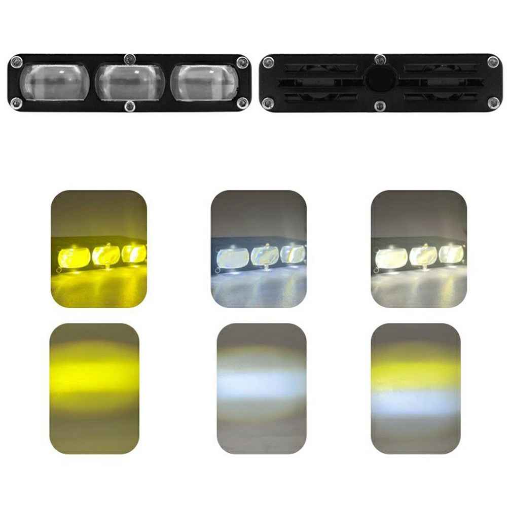 V80 3-LED Headlight for Motorcycle 40W Waterproof Car Auxiliary Lamp High Low Beam with Cooling Fan
