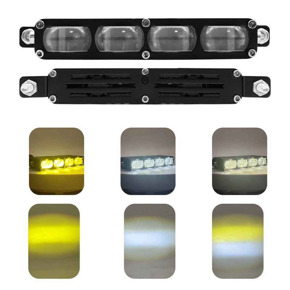 V81 4-LED Headlight for Motorcycle 50W Waterproof Car Auxiliary Lamp High Low Beam with Cooling Fan