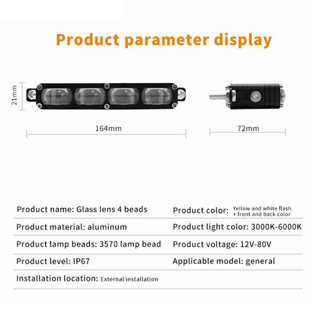 V81 4-LED Headlight for Motorcycle 50W Waterproof Car Auxiliary Lamp High Low Beam with Cooling Fan