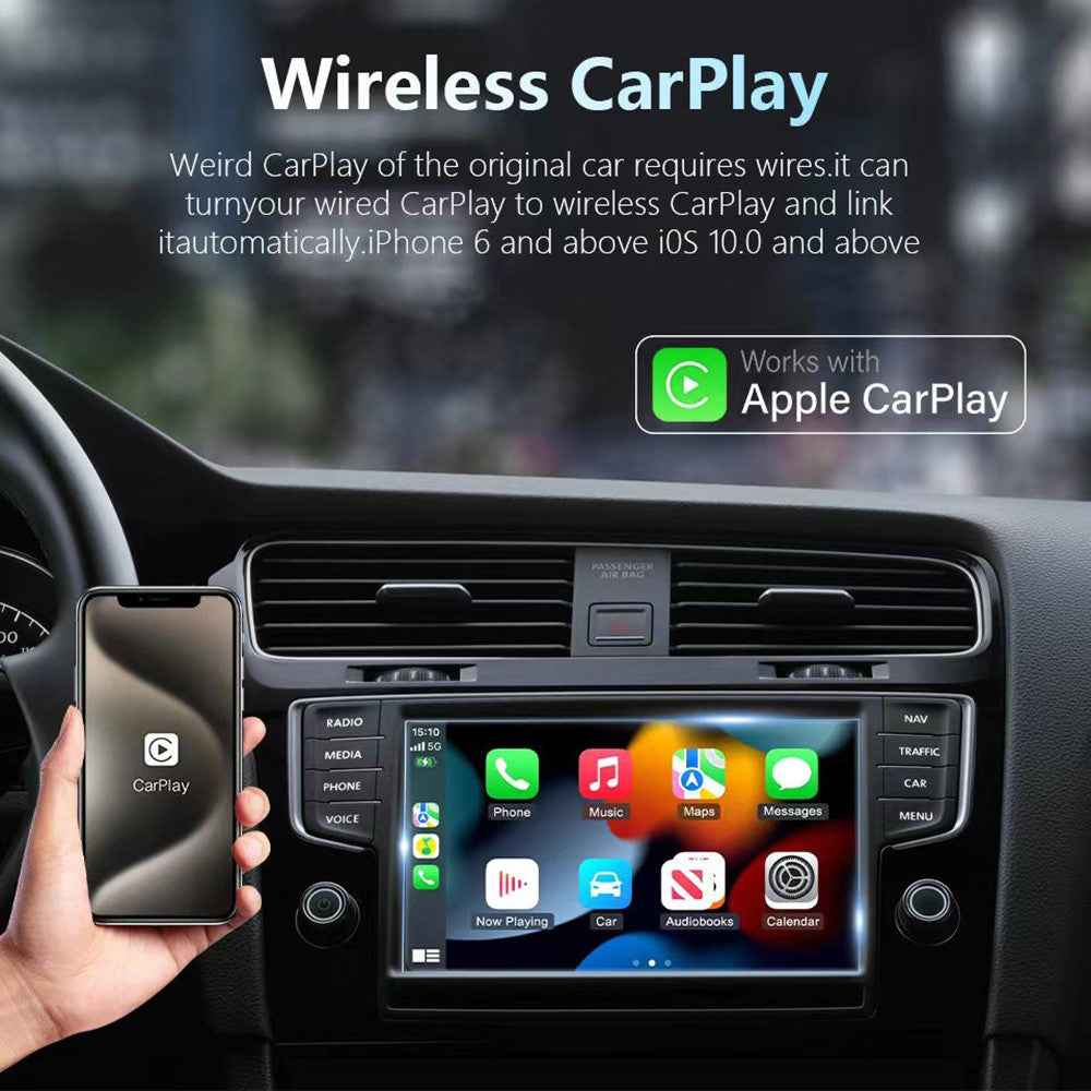 2 in 1 AI Box CarPlay Android Auto Wireless Car Upgrade Adapter Support Navigation Music HD Mirroring
