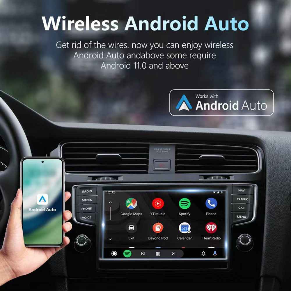 2 in 1 AI Box CarPlay Android Auto Wireless Car Upgrade Adapter Support Navigation Music HD Mirroring