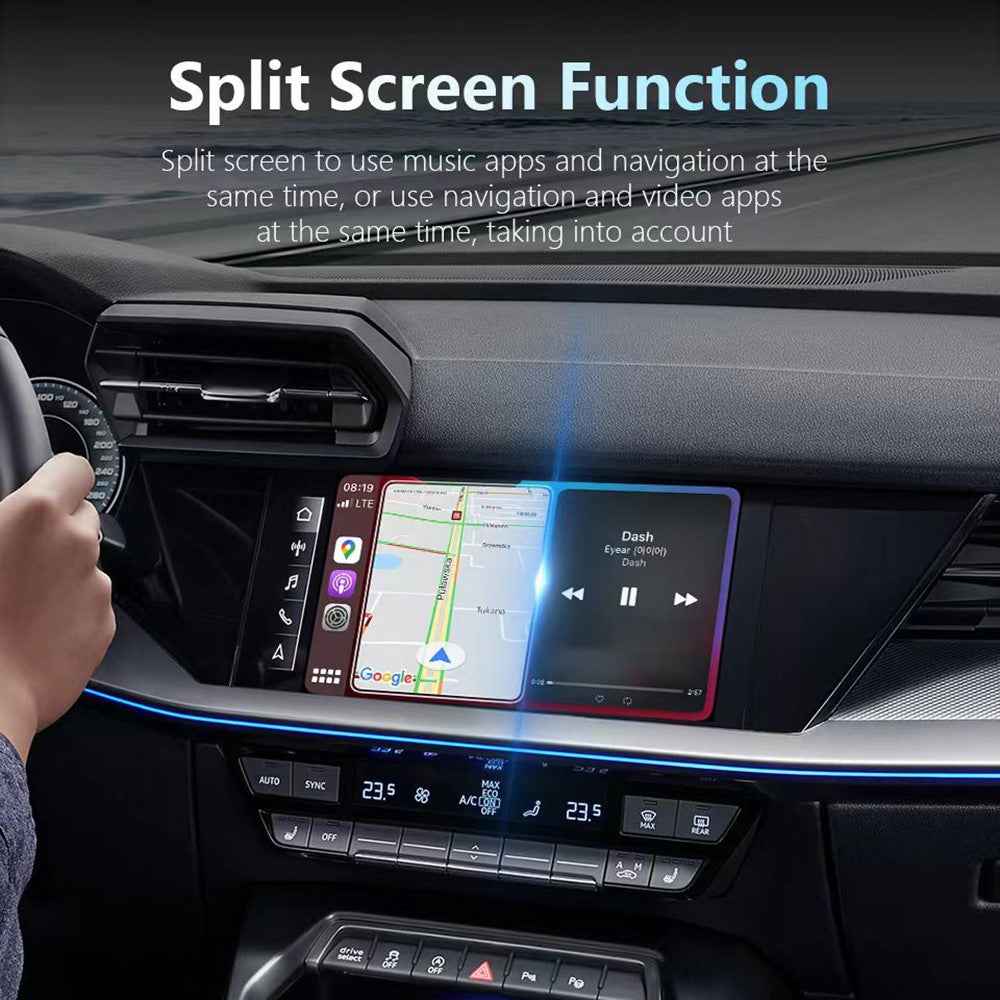 2 in 1 AI Box CarPlay Android Auto Wireless Car Upgrade Adapter Support Navigation Music HD Mirroring