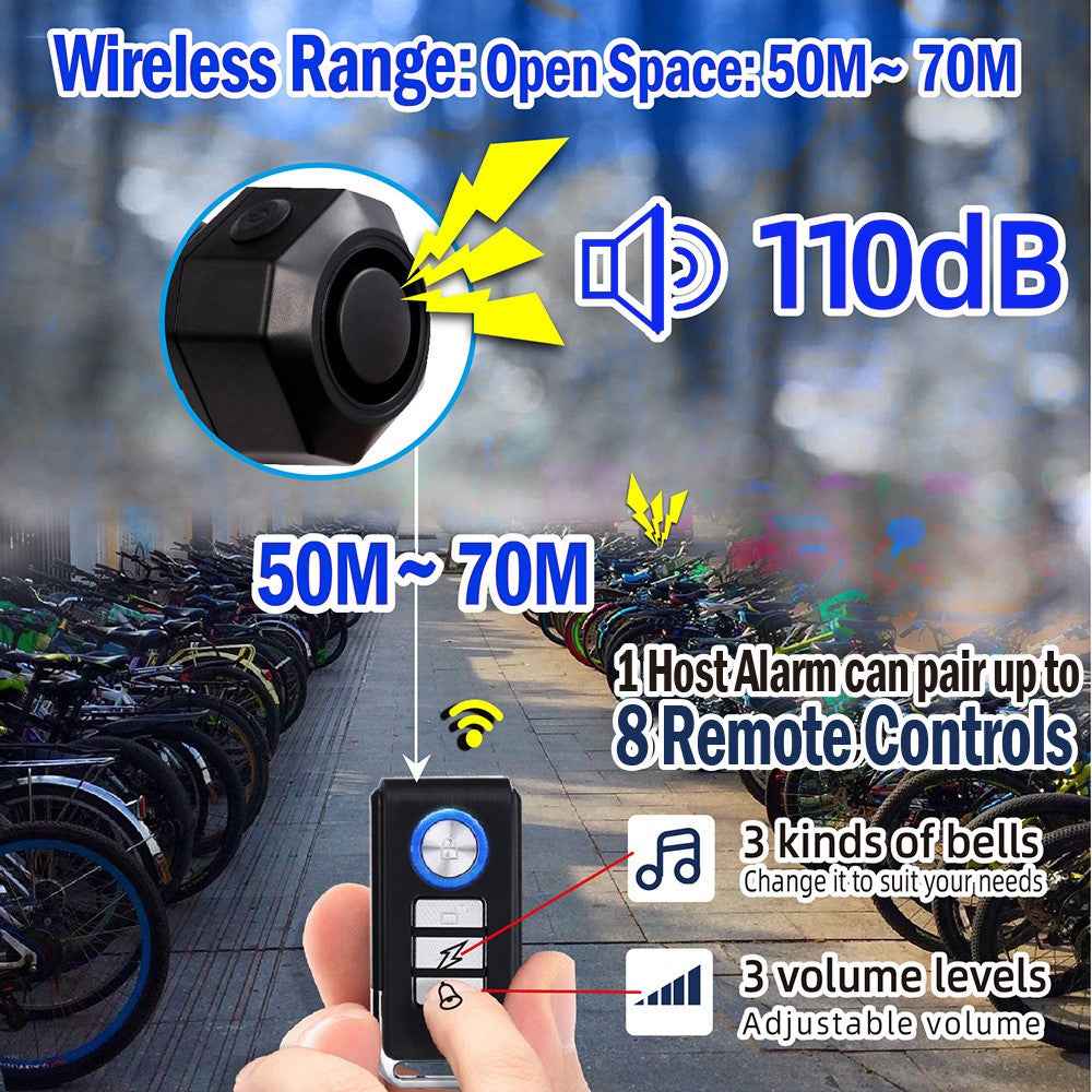 SF32 Waterproof Motorcycle Anti Theft Alarm USB Rechargeable Wireless Bicycle Alarm System with Remote