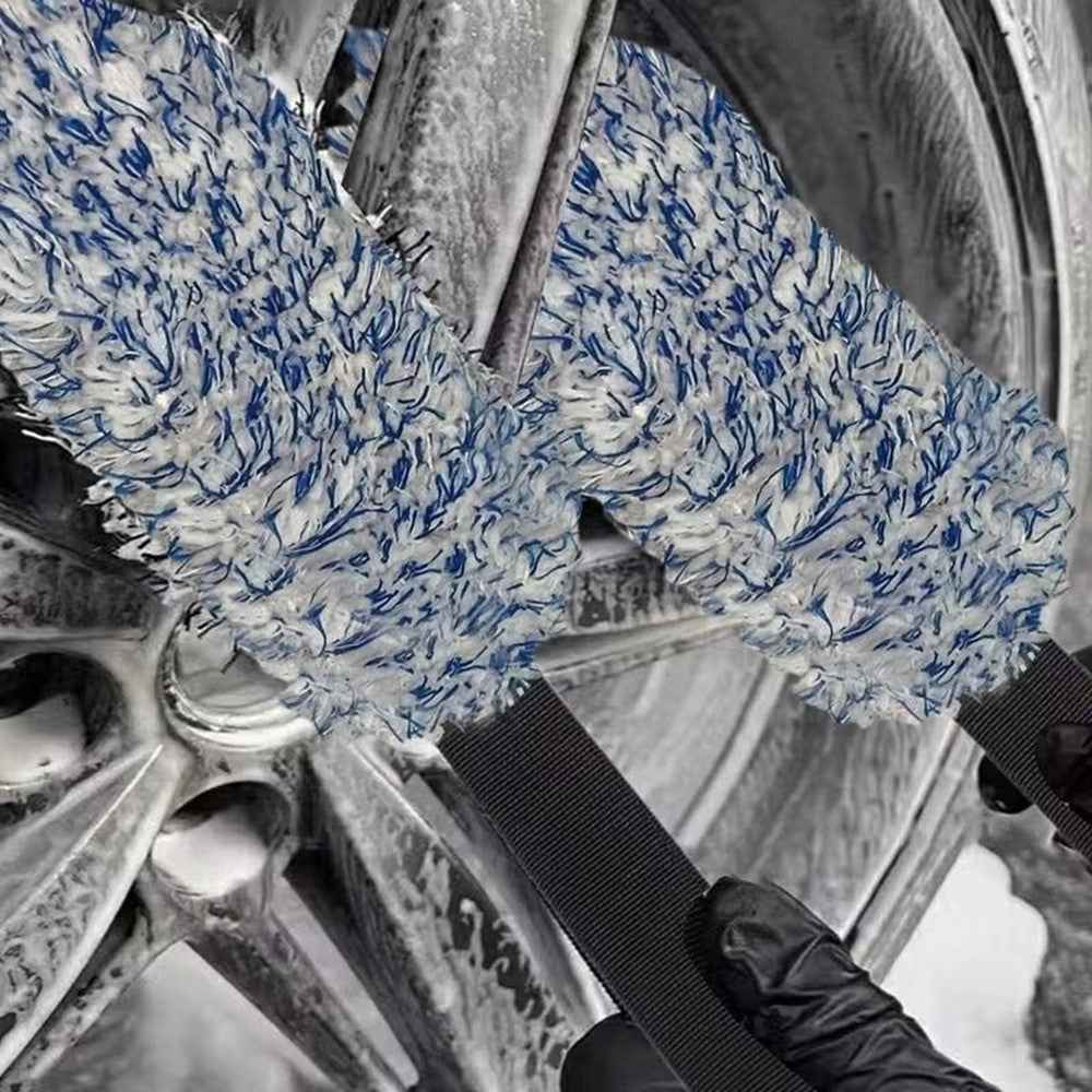 Car Wheel Wash Towel Automotive Tire Wiping Towel Wheel Hub Cleaning Rag Long Strap Tires Detailing Towel - Black