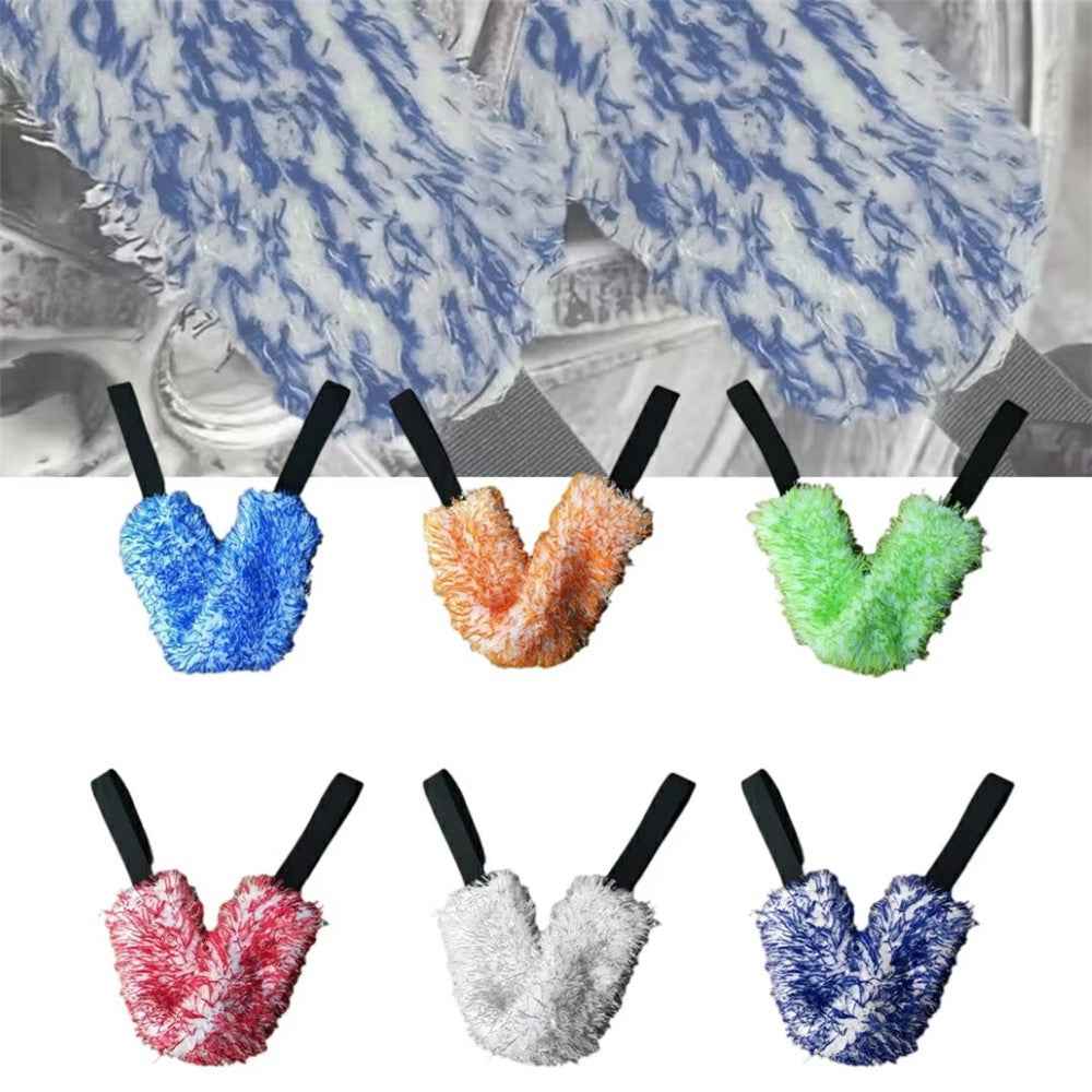 Car Wheel Wash Towel Automotive Tire Wiping Towel Wheel Hub Cleaning Rag Long Strap Tires Detailing Towel - Green