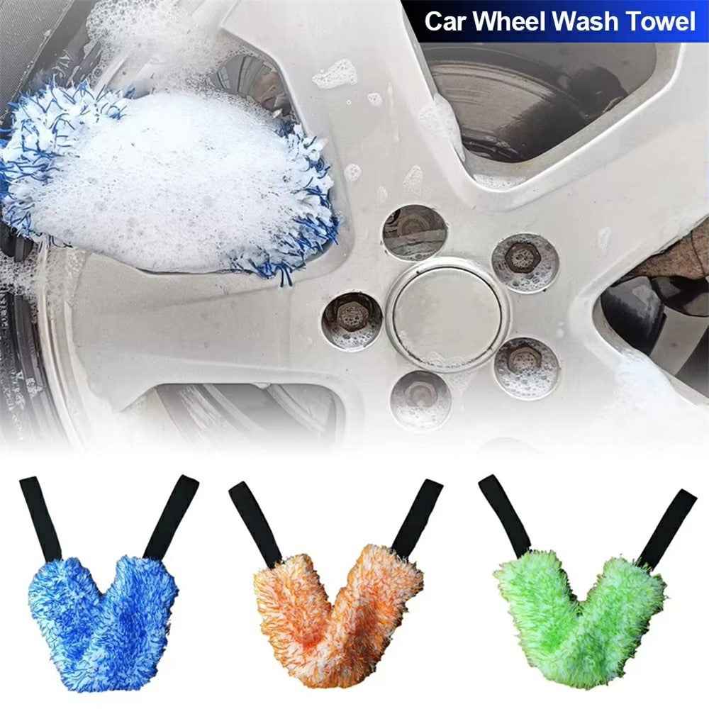 Car Wheel Wash Towel Automotive Tire Wiping Towel Wheel Hub Cleaning Rag Long Strap Tires Detailing Towel - Red