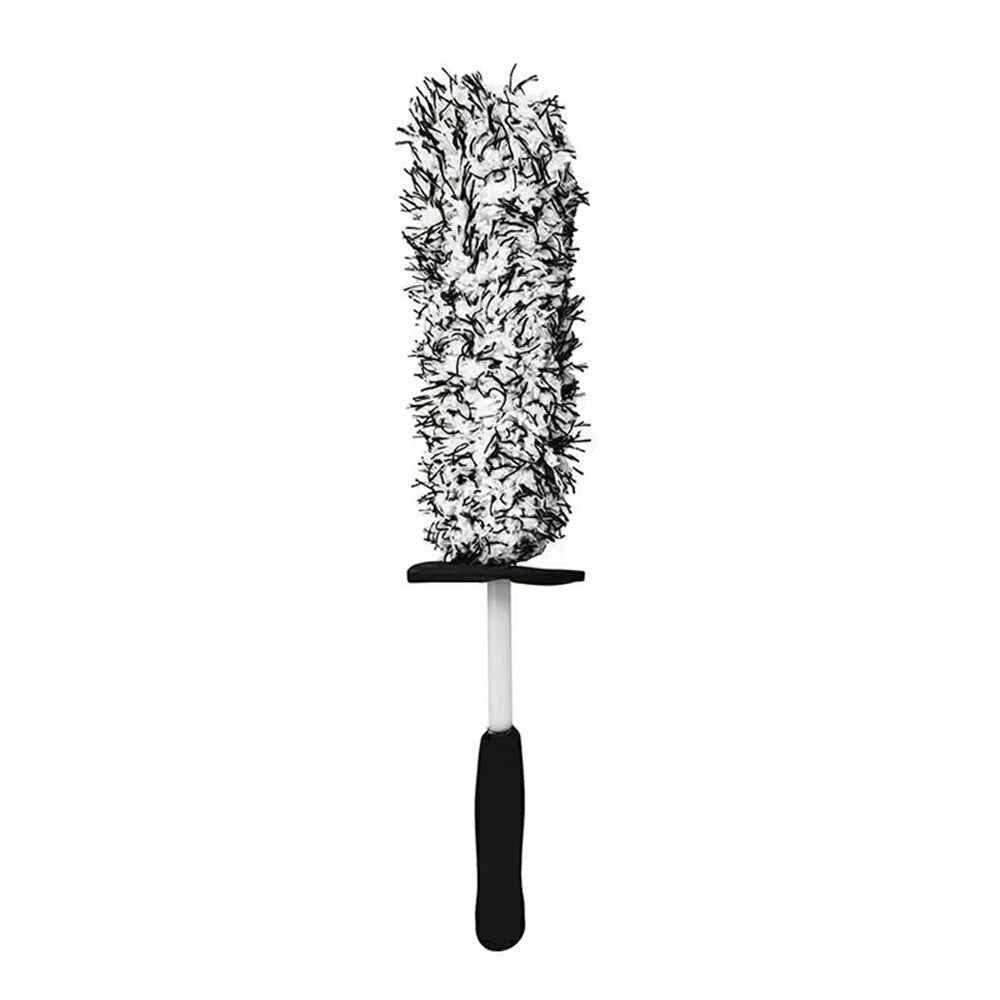 Wheel Rim Cleaning Brush Automobile Tire Hub Ultra-fine Microfiber Cleaner Tool with Spacer Plate - Black White