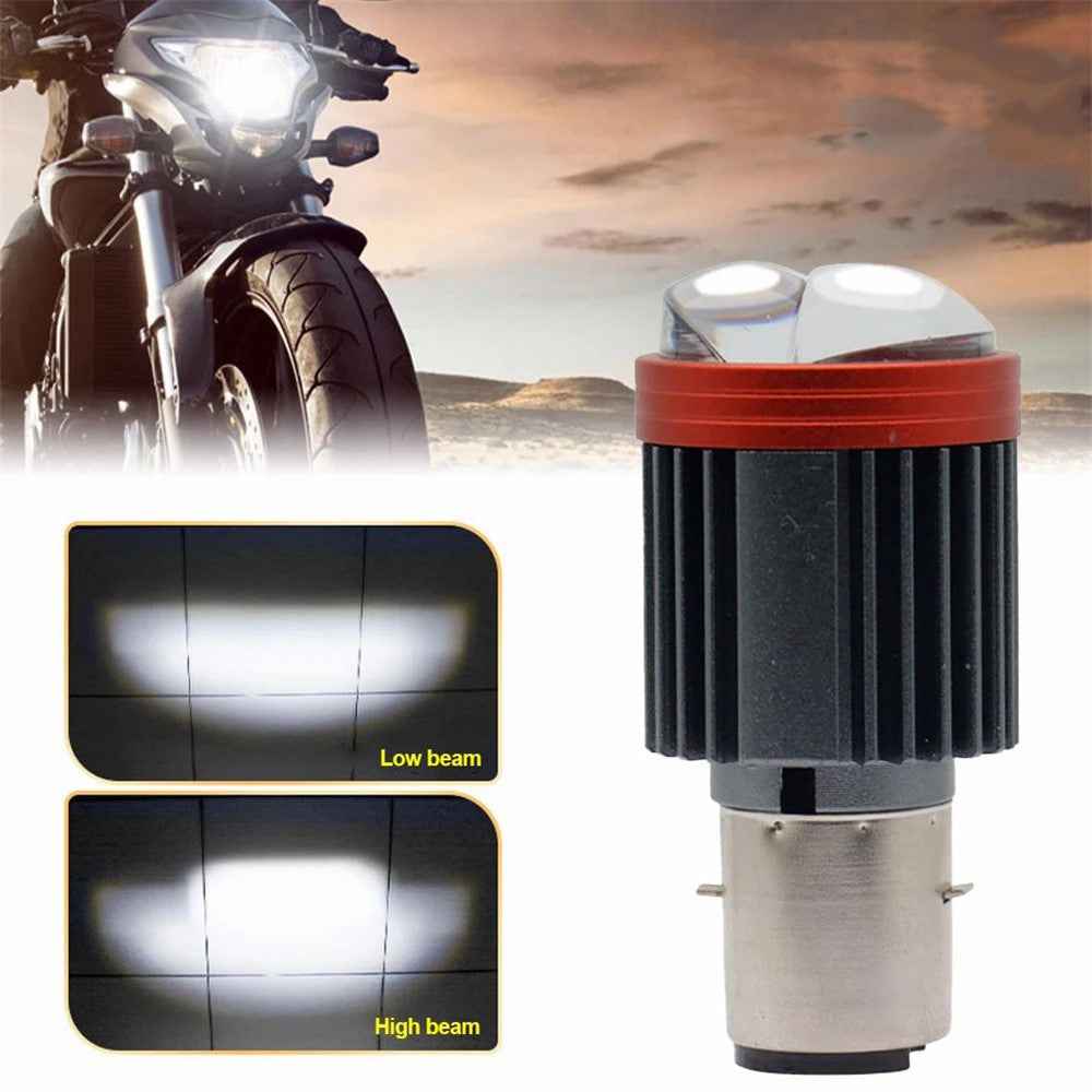 Motorcycle Dual Lens Projector LED Headlight High Low Beam Waterproof Electric Vehicle Front Lamp - White Light