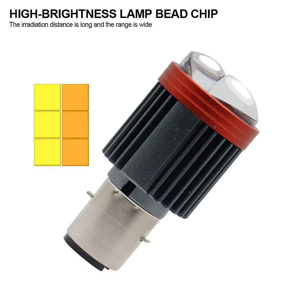Motorcycle Dual Lens Projector LED Headlight High Low Beam Waterproof Electric Vehicle Front Lamp - White Light