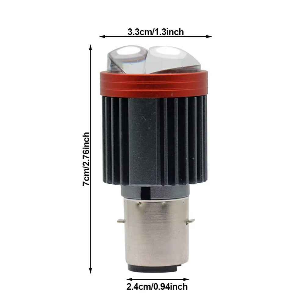 Motorcycle Dual Lens Projector LED Headlight High Low Beam Waterproof Electric Vehicle Front Lamp - White Light
