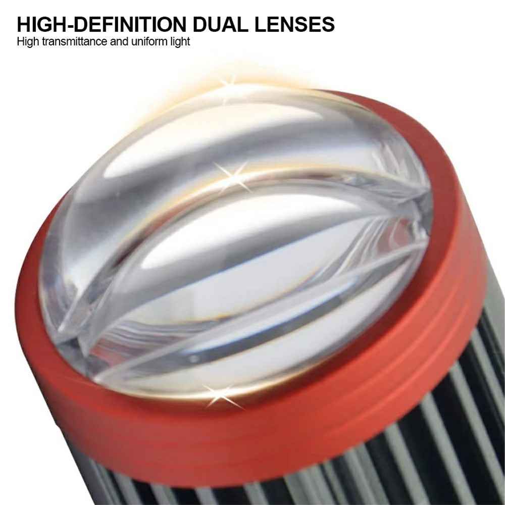 Motorcycle Dual Lens Projector LED Headlight High Low Beam Waterproof Electric Vehicle Front Lamp - Yellow Light