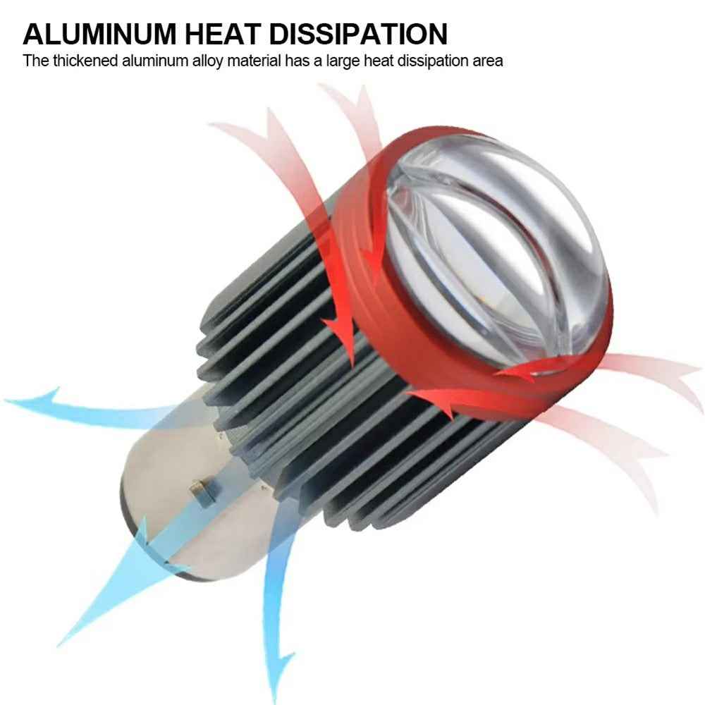 Motorcycle Dual Lens Projector LED Headlight High Low Beam Waterproof Electric Vehicle Front Lamp - Yellow Light