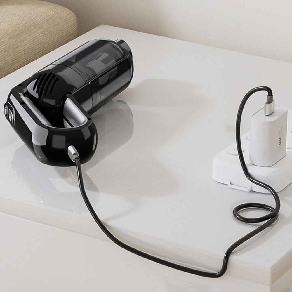 Handheld Car Vacuum Cleaner 8kPa Powerful Suction Low Noise Cordless Dust Blower with LED Light - Black
