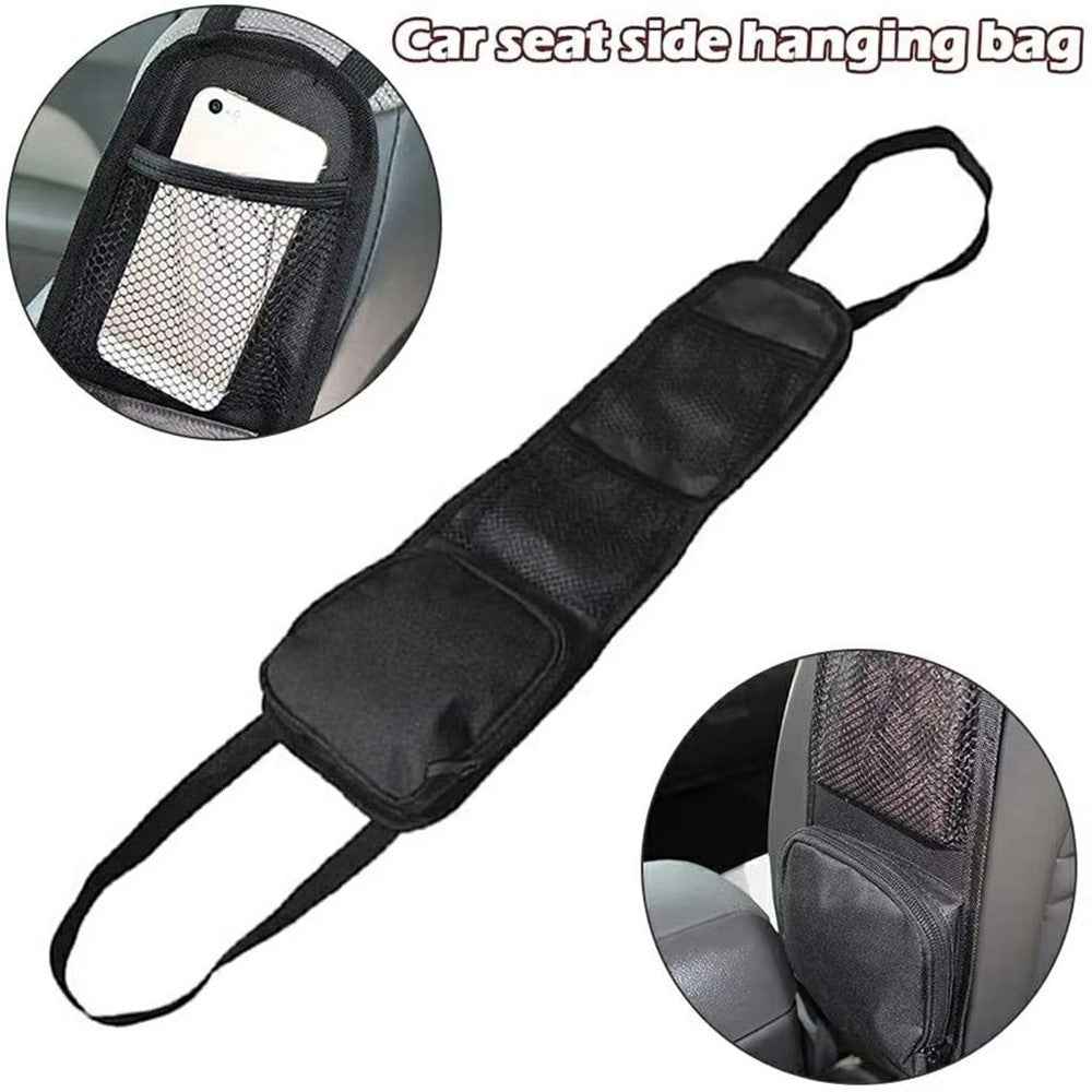 Car Seat Side Storage Organizer Waterproof Multi-Pocket Hanging Bag for Map Water Bottle Umbrella