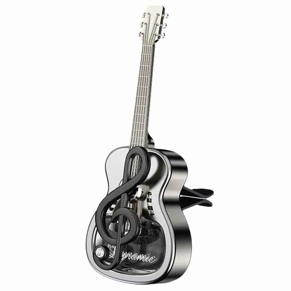 Guitar Shape Car Vent Clip Air Freshener Diffuser Aromatherapy Fragrance for Vehicle AC Outlet Decorative Ornament - Black+Gardenia