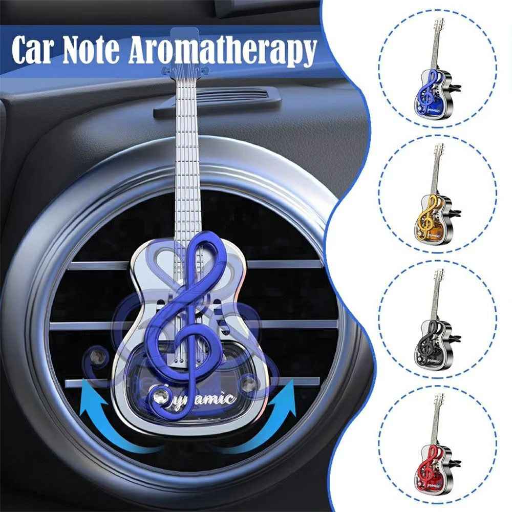 Guitar Shape Car Vent Clip Air Freshener Diffuser Aromatherapy Fragrance for Vehicle AC Outlet Decorative Ornament - Black+Gardenia