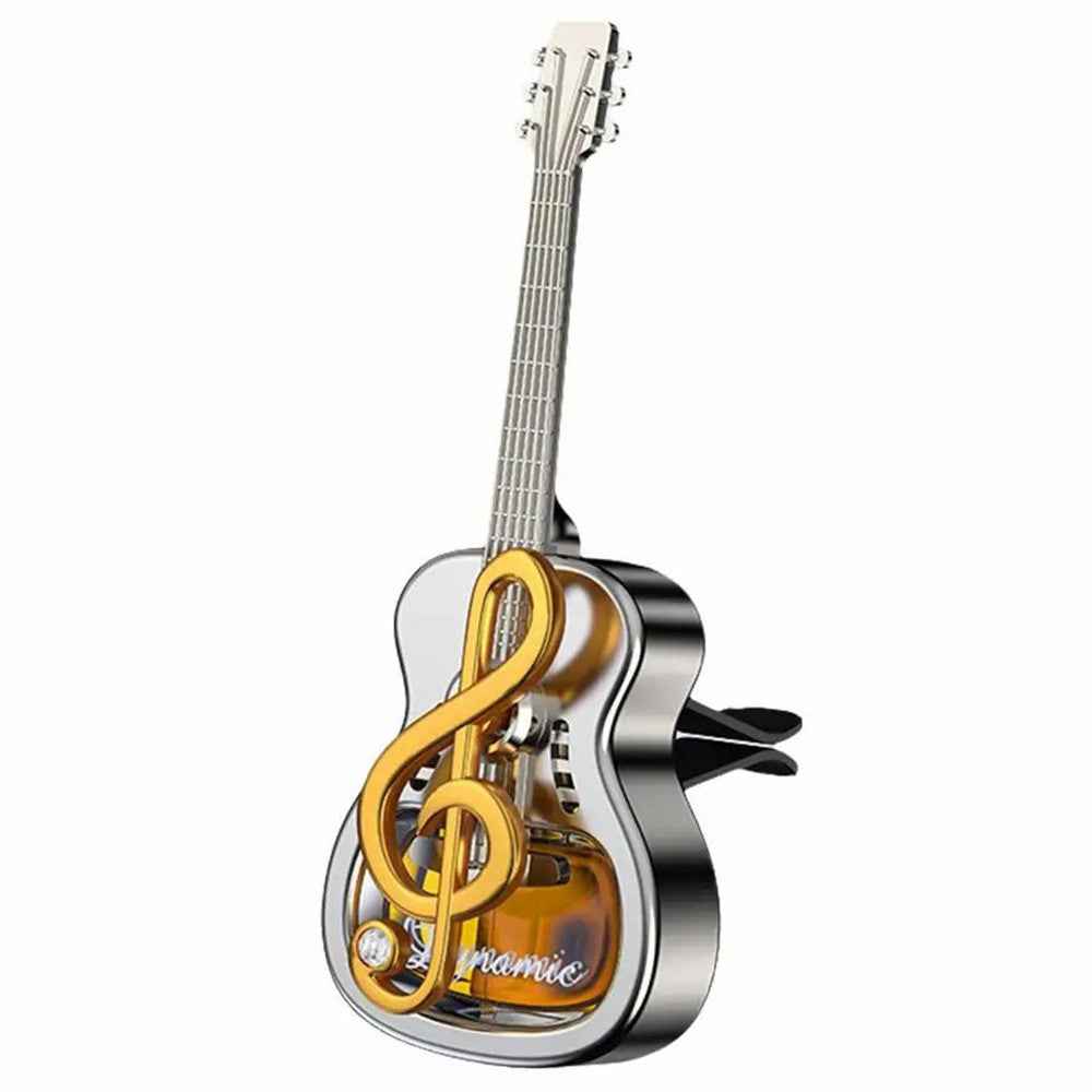 Guitar Shape Car Vent Clip Air Freshener Diffuser Aromatherapy Fragrance for Vehicle AC Outlet Decorative Ornament - Gold+Osmanthus