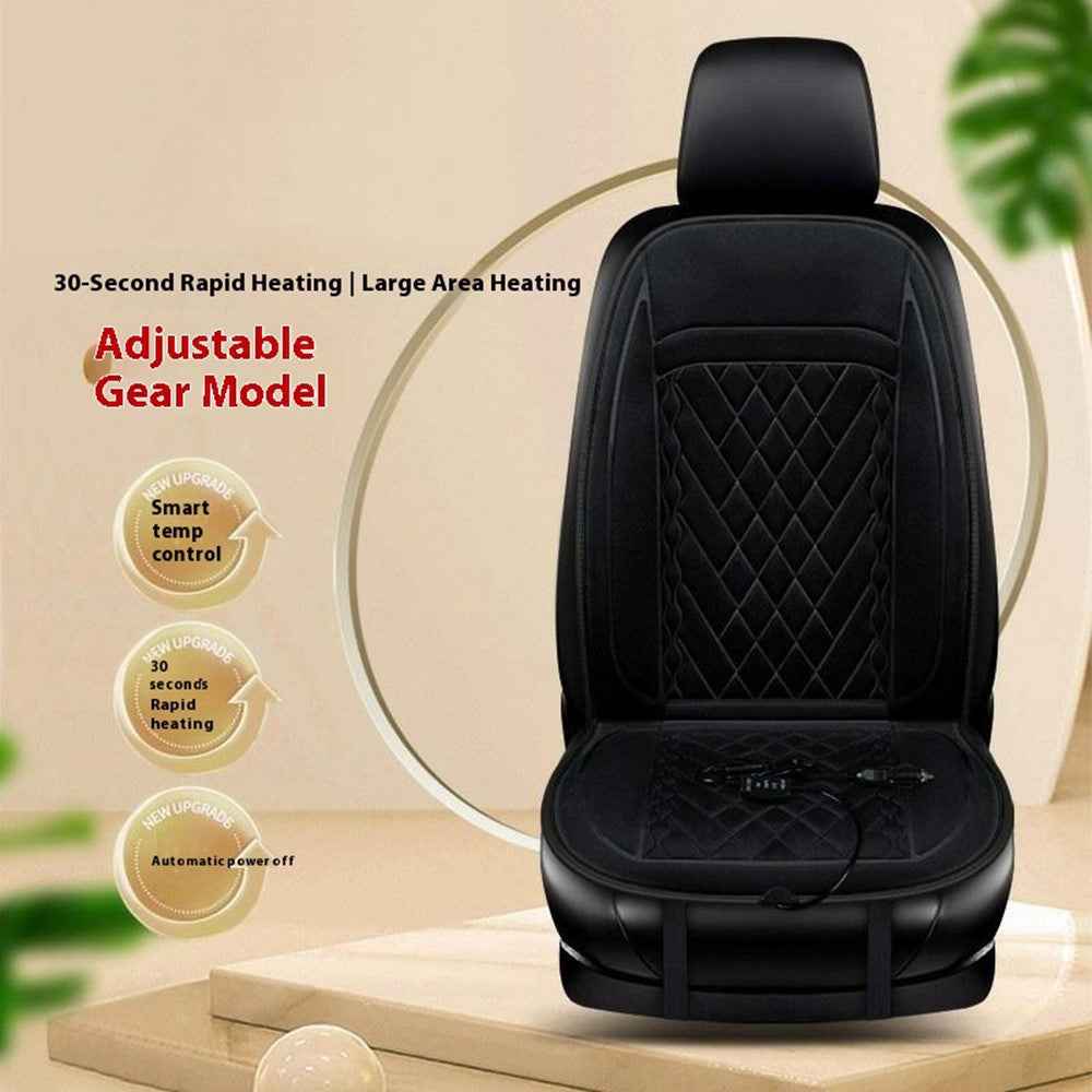 12-24V Car Seat Heater Cushion 3 Gears Adjustable Single Seat Winter Warming Pad for Vehicle - Black