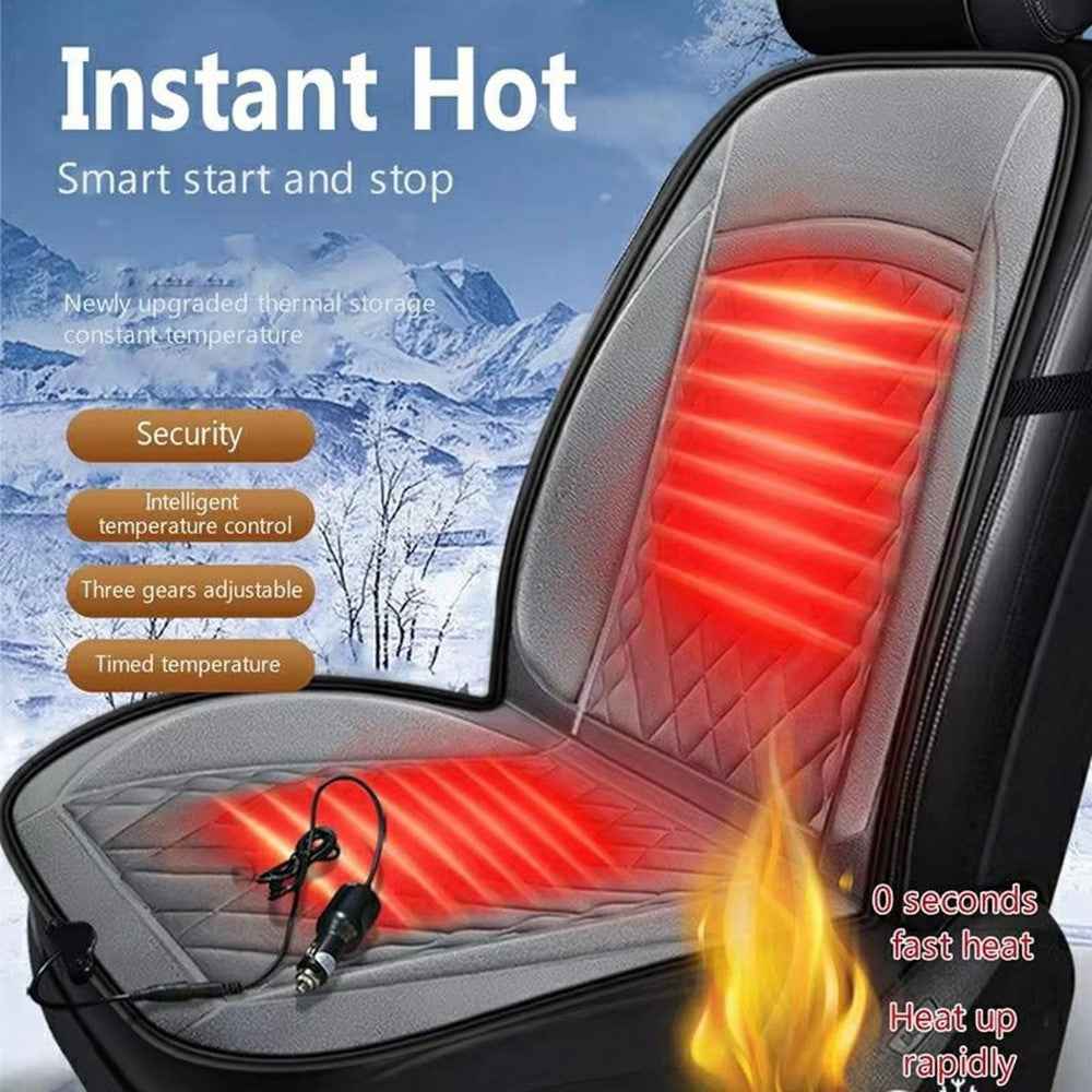 12-24V Car Seat Heater Cushion 3 Gears Adjustable Single Seat Winter Warming Pad for Vehicle - Black