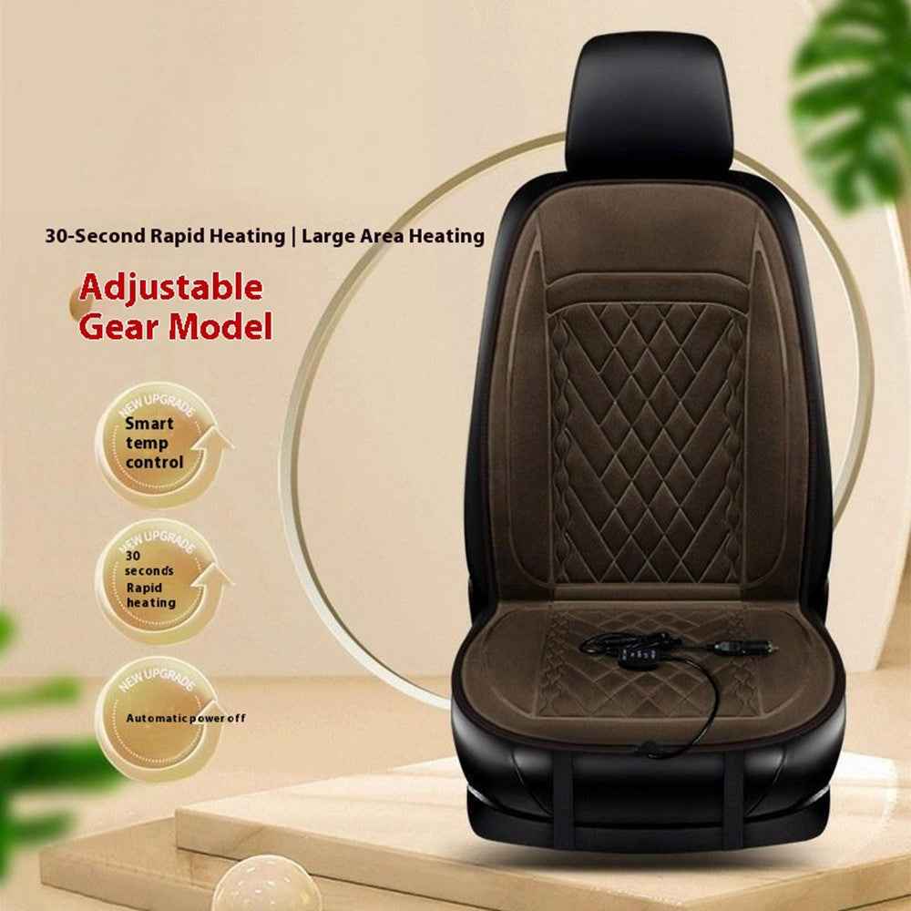 12-24V Car Seat Heater Cushion 3 Gears Adjustable Single Seat Winter Warming Pad for Vehicle - Coffee