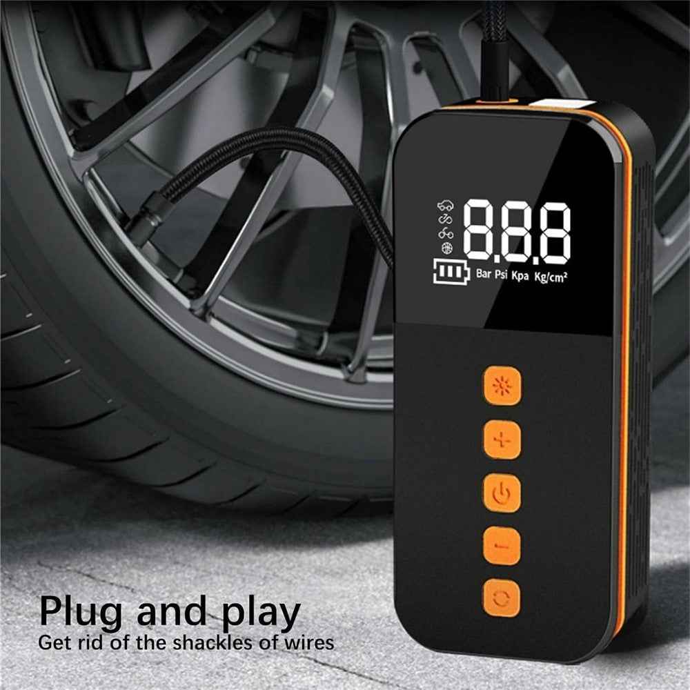 Portable Car Tire Inflator Digital Display Multifunction Wireless Electric Air Pump with LED Light
