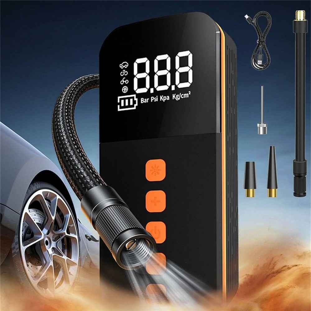 Portable Car Tire Inflator Digital Display Multifunction Wireless Electric Air Pump with LED Light