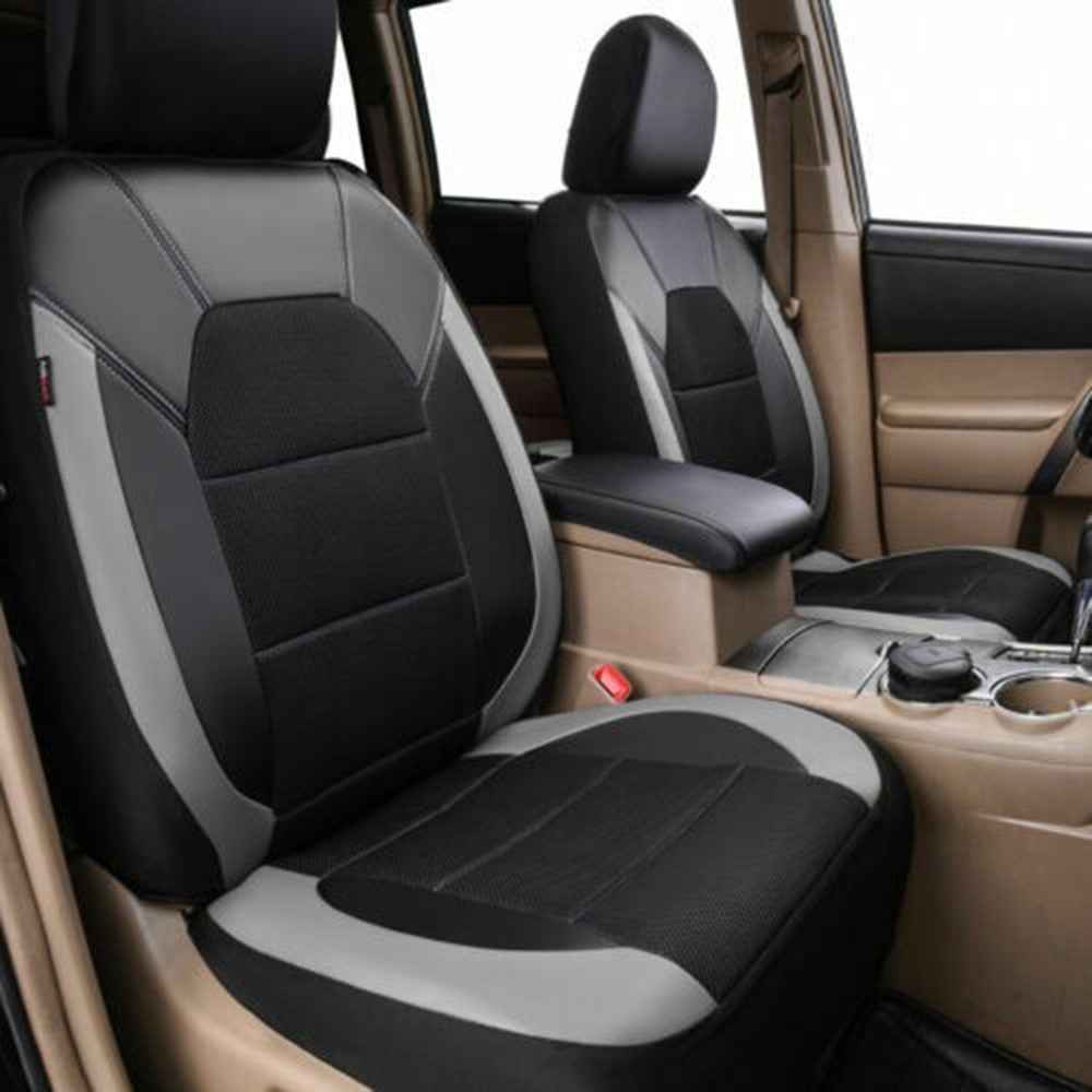 9Pcs Car Seat Covers Full Set Automotive Front Back Seat Bench Protectors - Black
