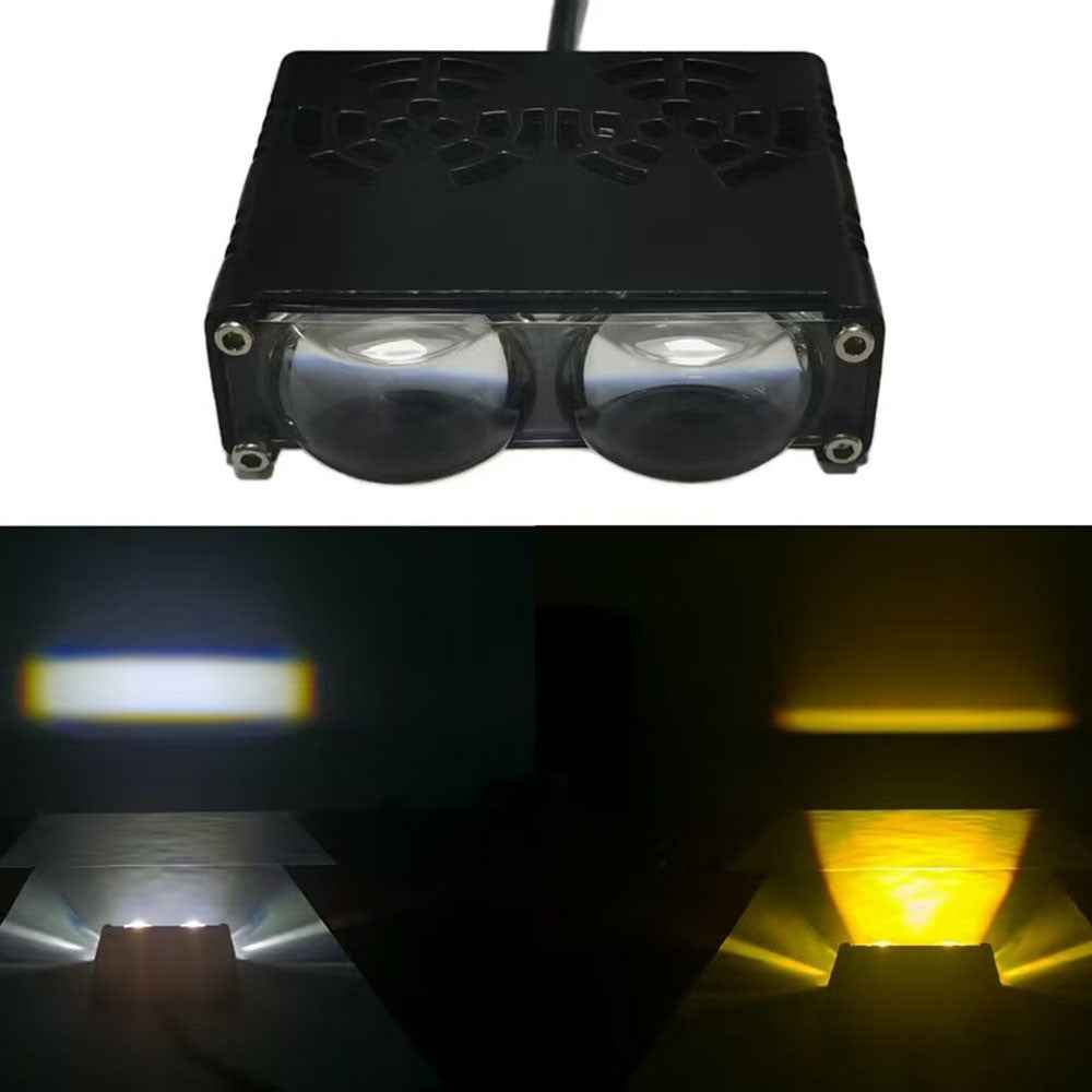 2-LED Car Spotlight IP67 Waterproof Yellow and White Light High Low Beam Lamp for Truck / SUV / ATV