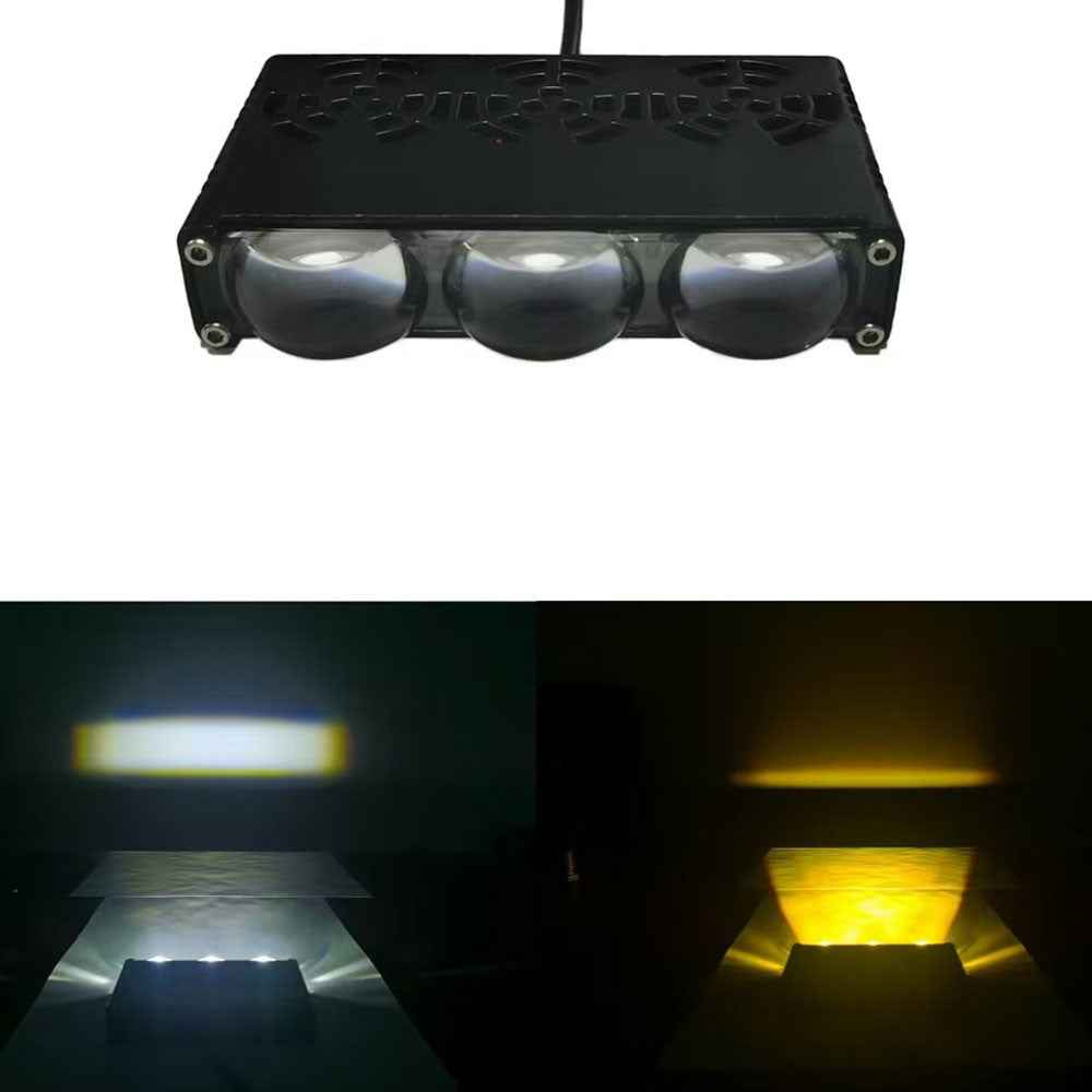 3-LED Car Spotlight IP67 Waterproof Yellow and White Light High Low Beam Lamp for Truck / SUV / ATV