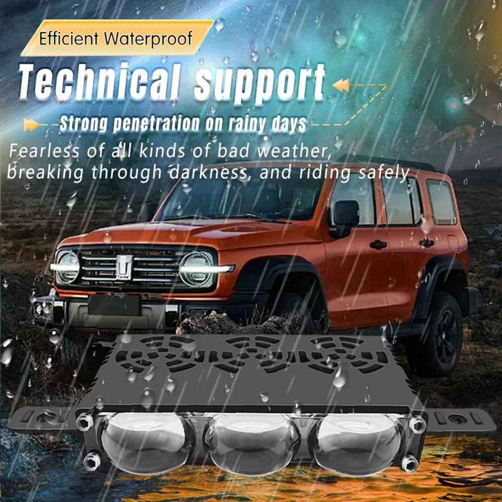 3-LED Car Spotlight IP67 Waterproof Yellow and White Light High Low Beam Lamp for Truck / SUV / ATV