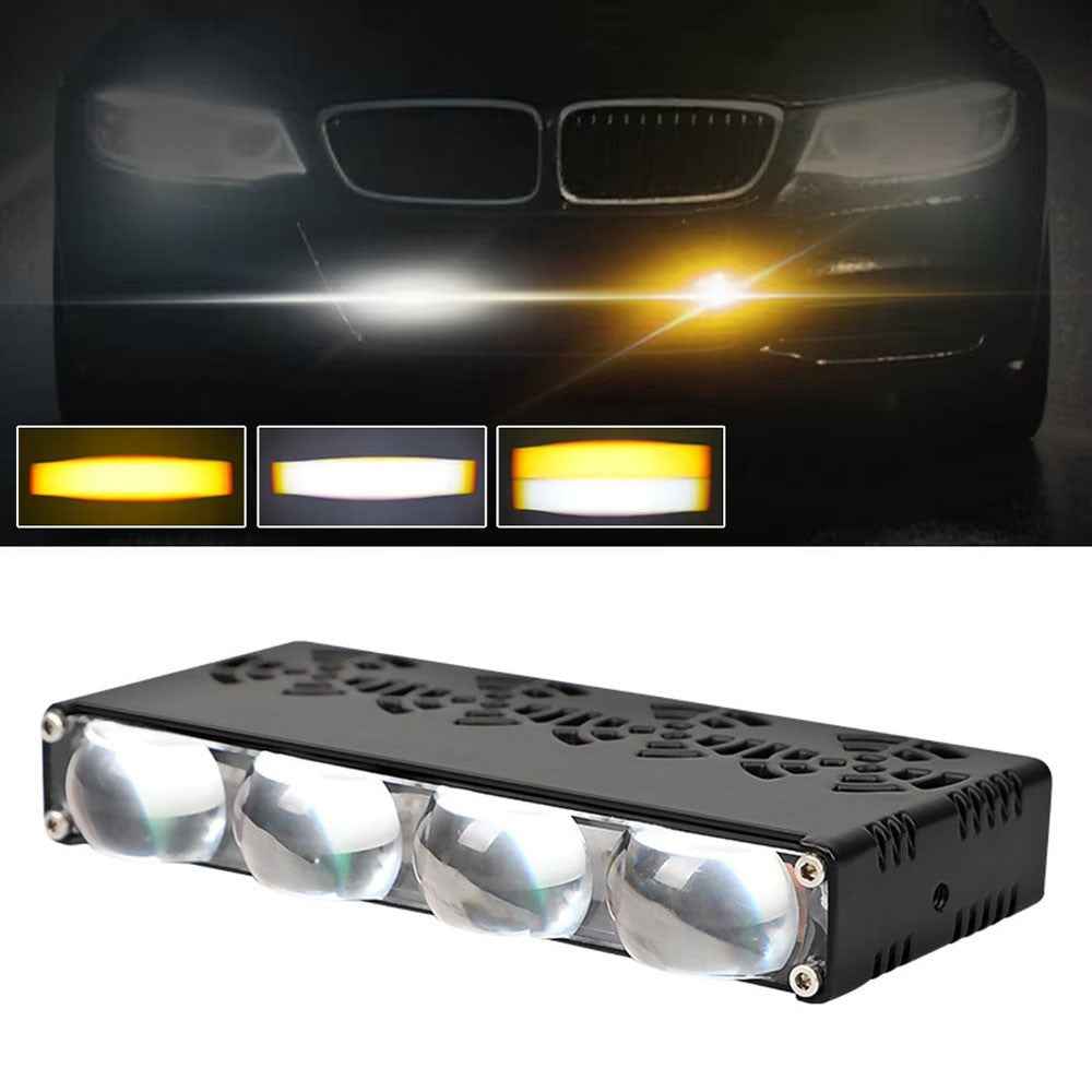 4-LED Car Spotlight IP67 Waterproof Yellow and White Light High Low Beam Lamp for Truck / SUV / ATV