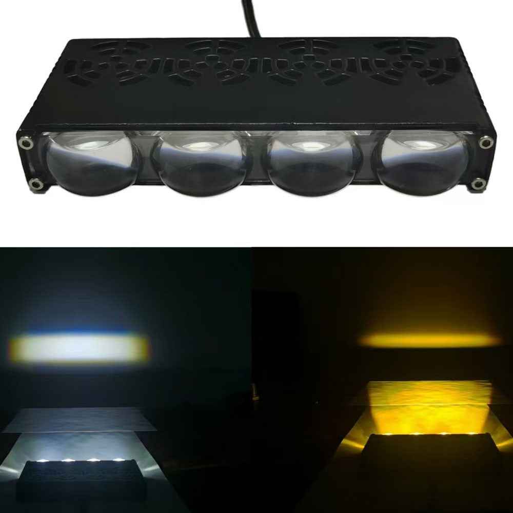 4-LED Car Spotlight IP67 Waterproof Yellow and White Light High Low Beam Lamp for Truck / SUV / ATV