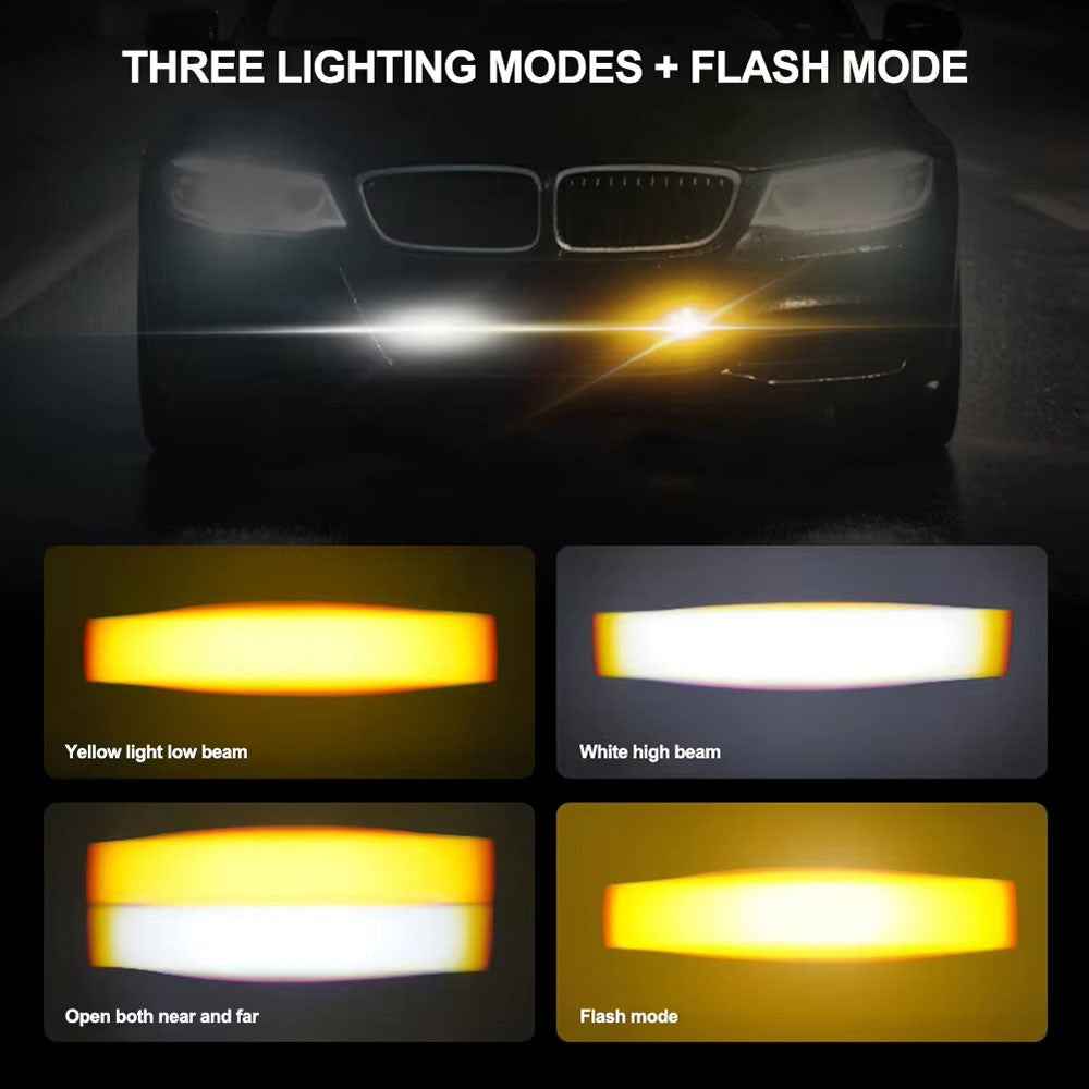 4-LED Car Spotlight IP67 Waterproof Yellow and White Light High Low Beam Lamp for Truck / SUV / ATV