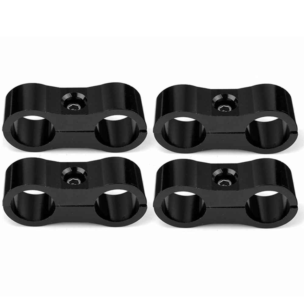F08129-6 4PCS AN6 Aluminum Alloy Hose Separator Clamp Suitable for Oil Line, Brake Line, Water Pipe