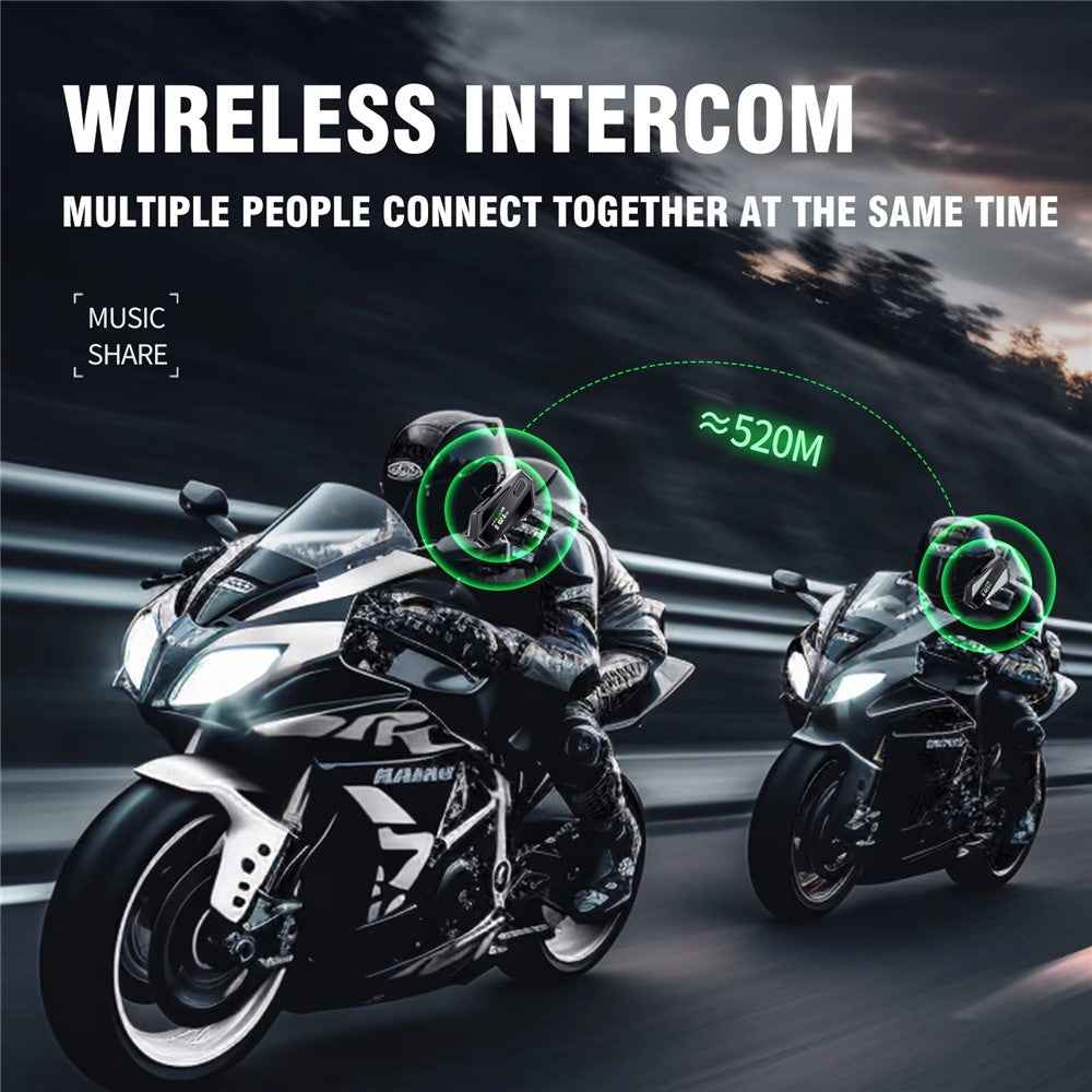 C6 Motorcycle Helmet Bluetooth-Compatible Headset with LCD Screen  /  FM Radio  /  Noise Cancellation  /  Voice Assistant, Hard Mic - Blue