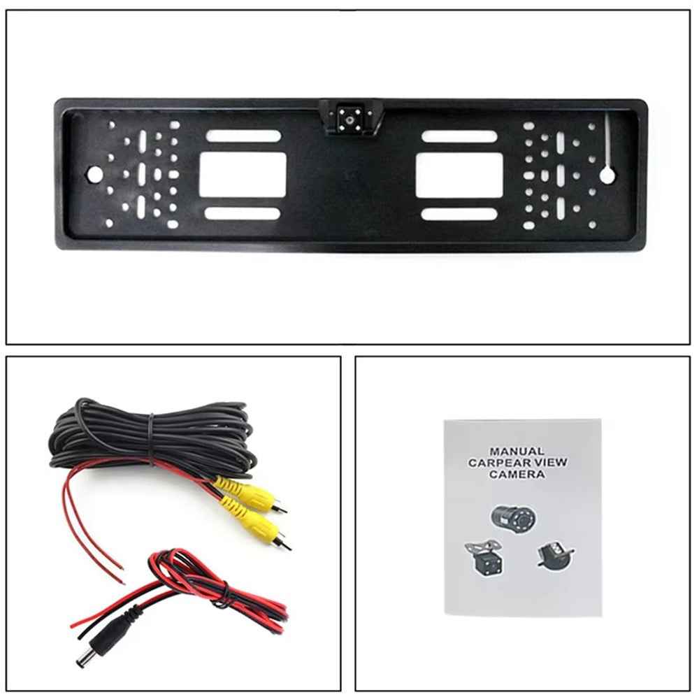 European License Plate Frame with 4-LED Night Vision AHD 1080P Wide Angle Car Rear View Camera for Reverse Parking