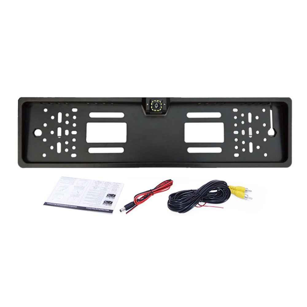 European License Plate Frame with 12-LED Night Vision AHD 1080P Wide Angle Car Rear View Camera for Reverse Parking