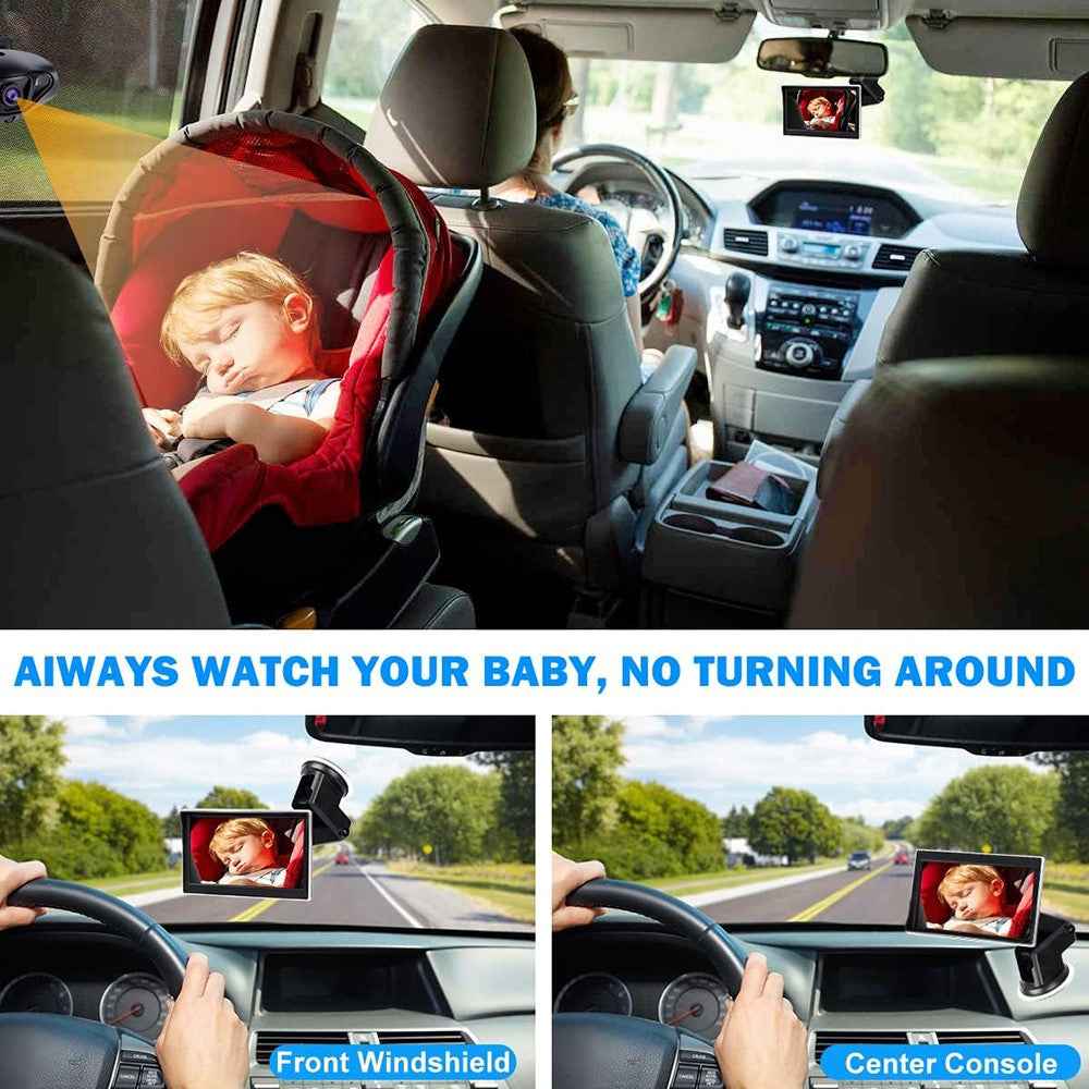 5 Inch IPS Screen HD 800 x 480 Car Baby Monitor Wide Angle Night Vision AHD 1080P Camera